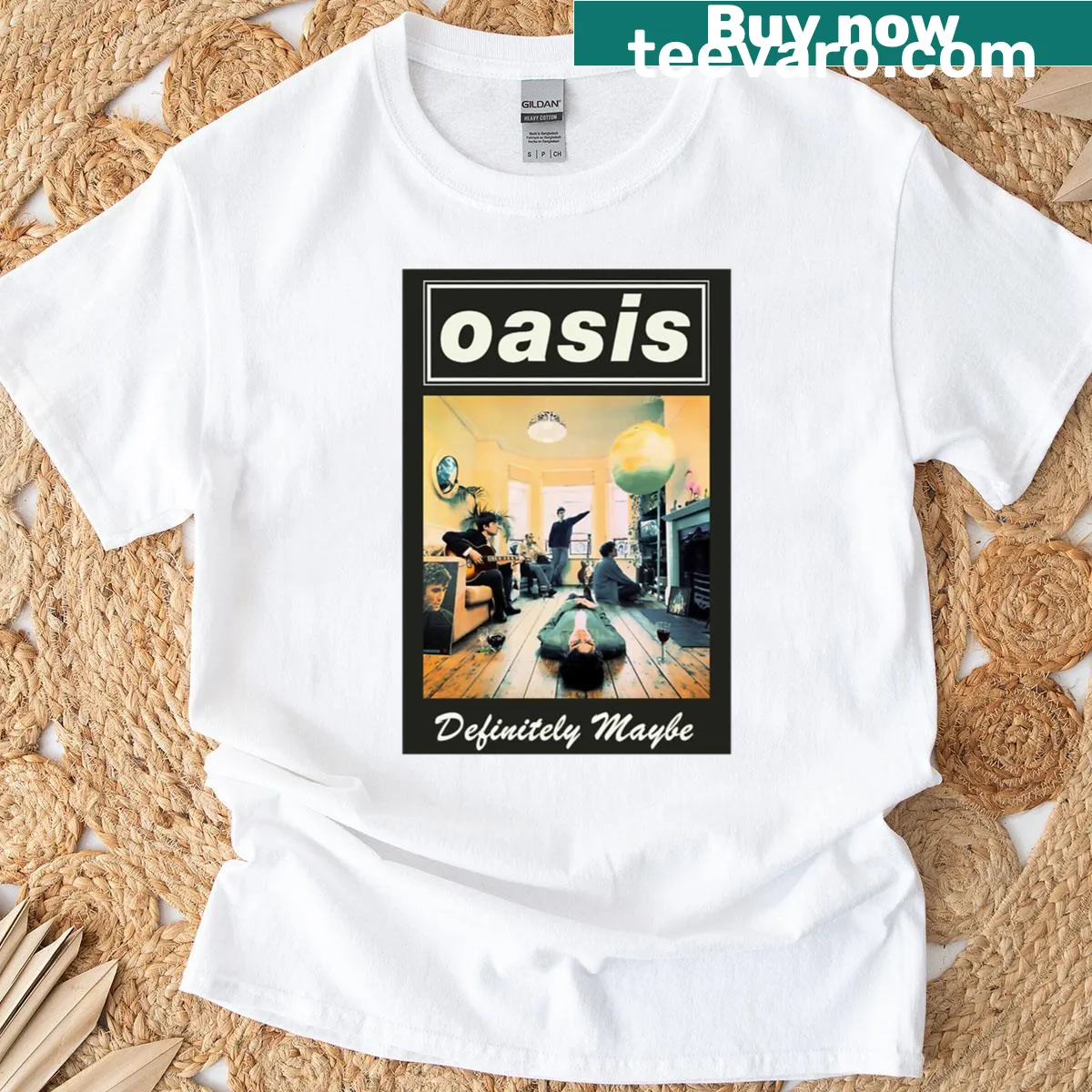 Minimalist t-shirt featuring O A S I S in sleek typography — on a men's t-shirt