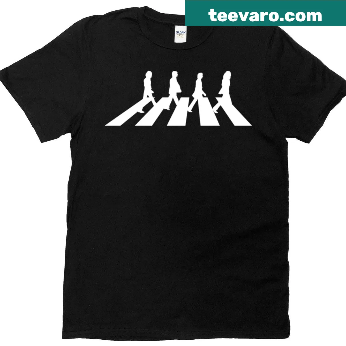 Minimalist vintage Abbey Road t-shirt with iconic crossing design — on a men's t-shirt
