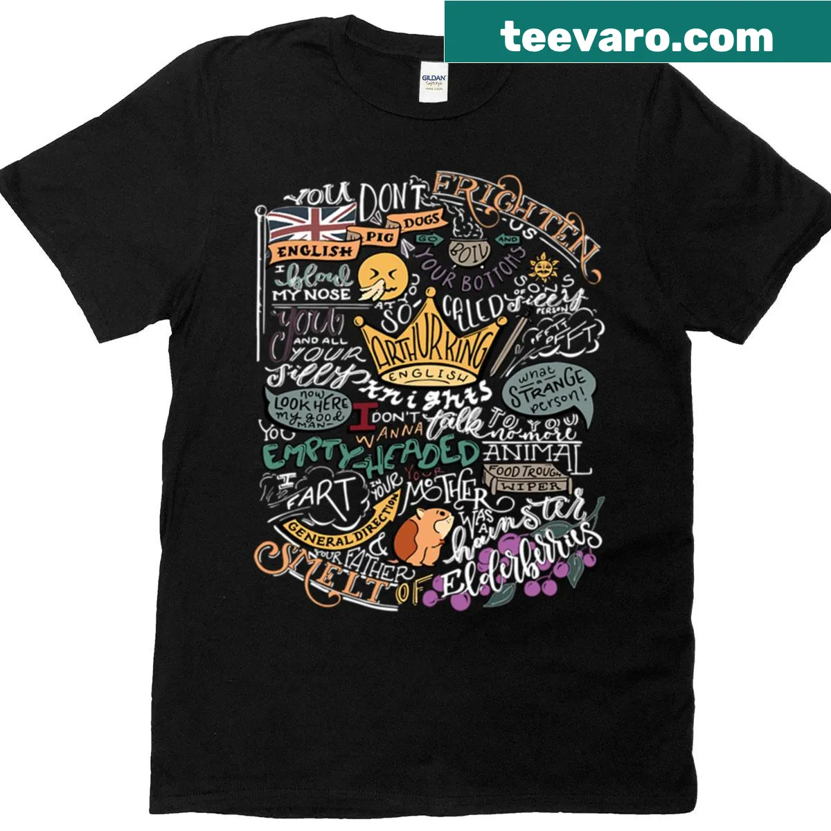 Illustration t-shirt inspired by Monty Python French Castle — on a men's t-shirt