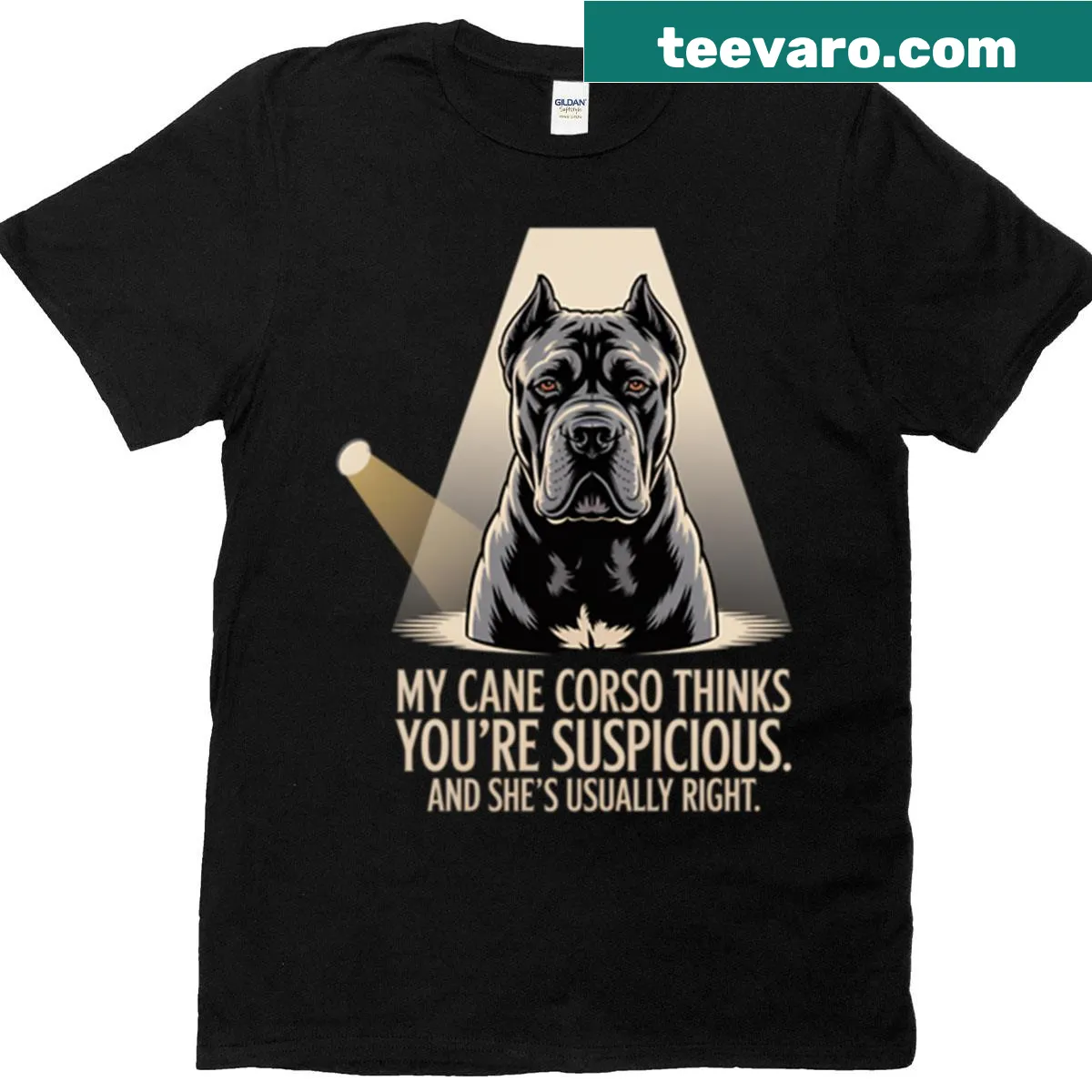 Humorous t-shirt featuring text about Cane Corso's instincts — on a men's t-shirt