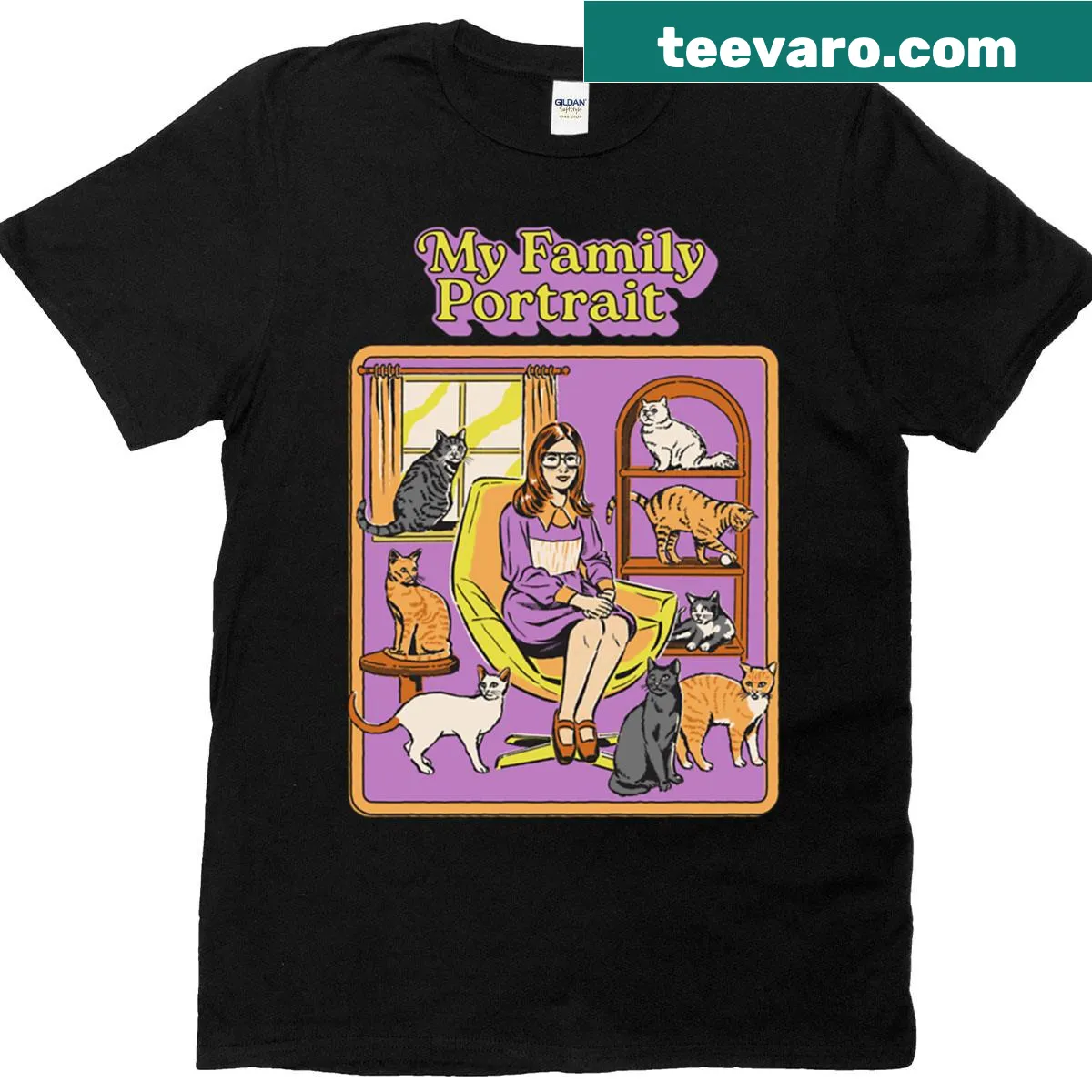 Illustrated family portrait T-shirt celebrating family bonds — on a men's t-shirt