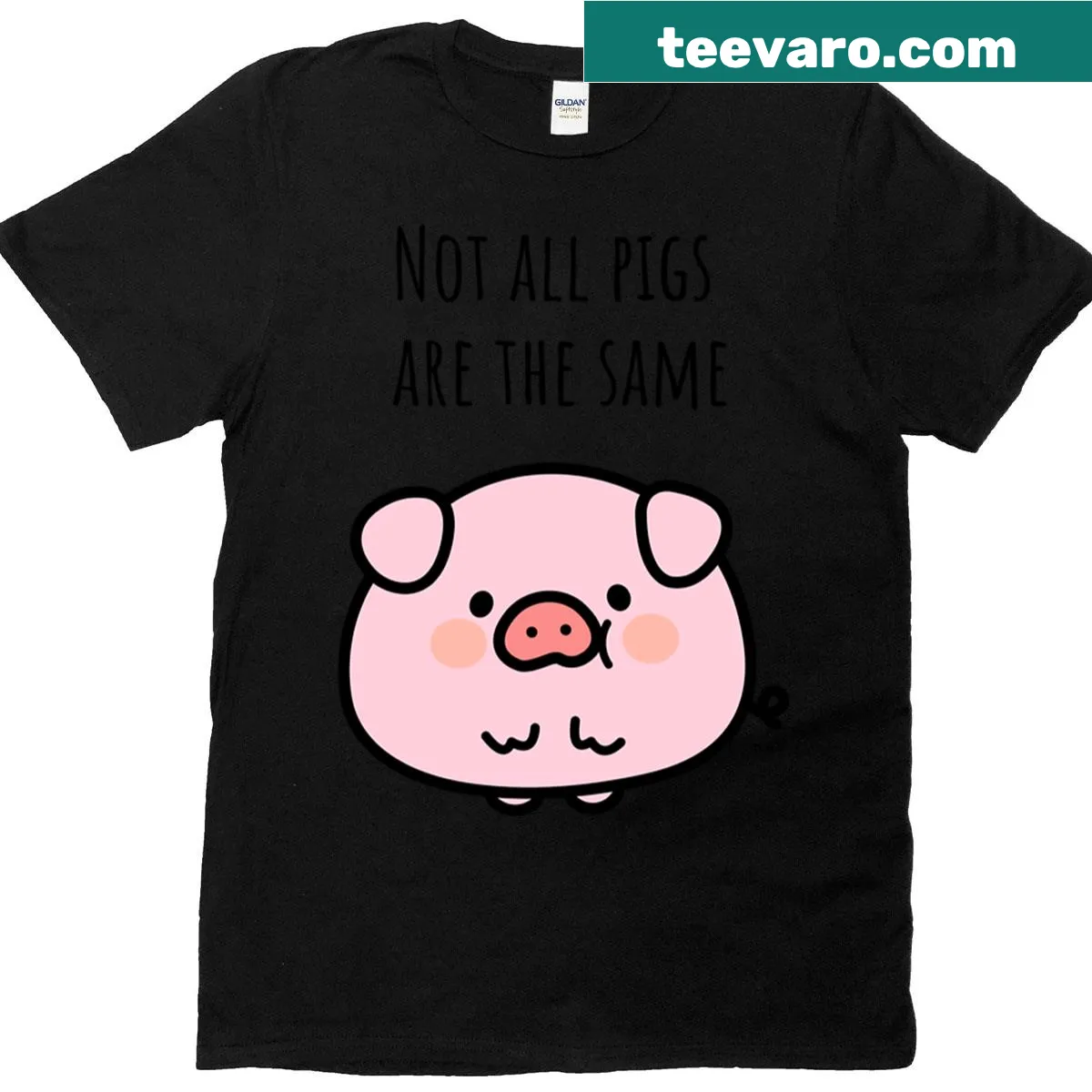 Funny T-shirt with the phrase 'Not All Pigs Are The Same' in bold typography. — on a men's t-shirt