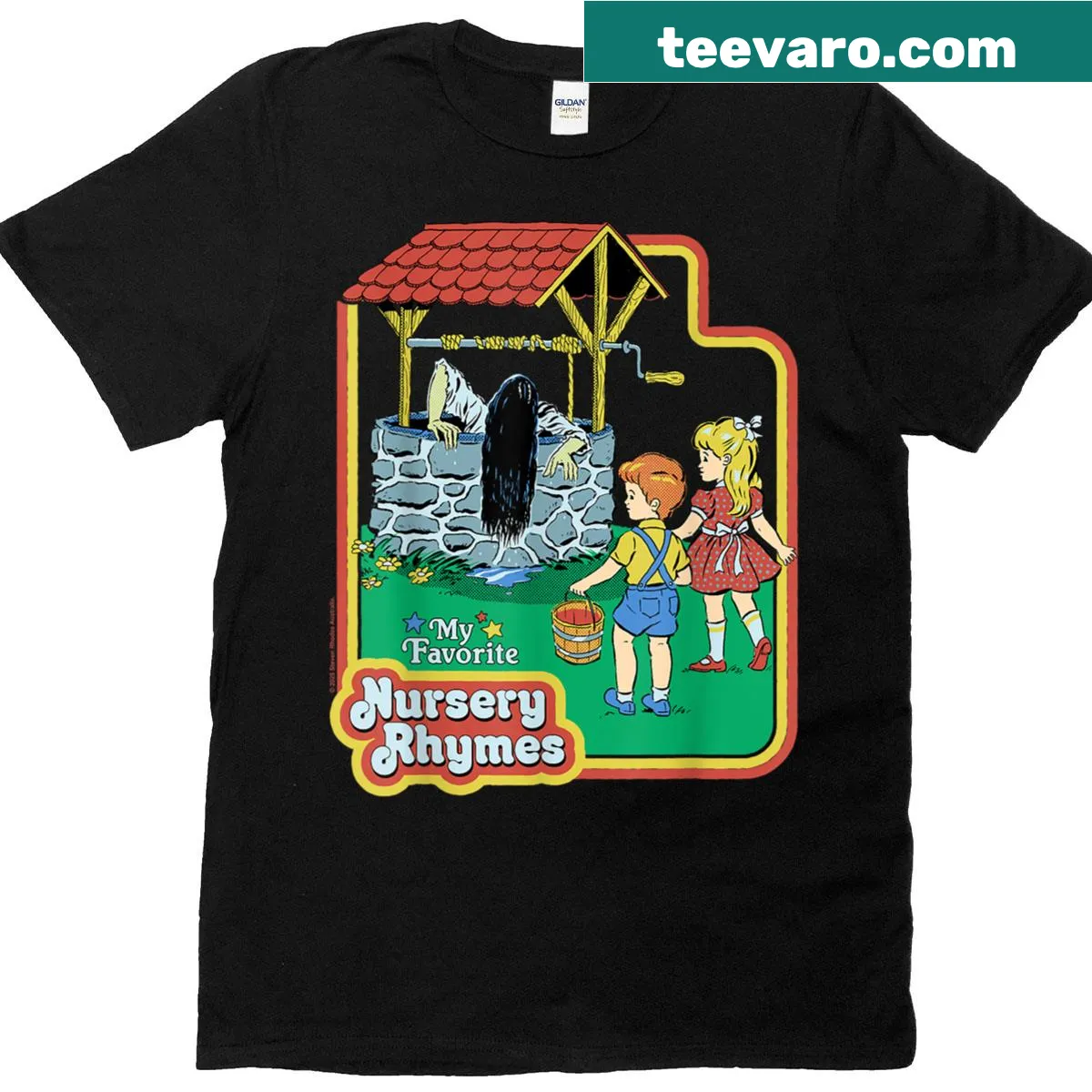 Sarcastic nursery rhymes T-shirt with a retro twist — on a men's t-shirt