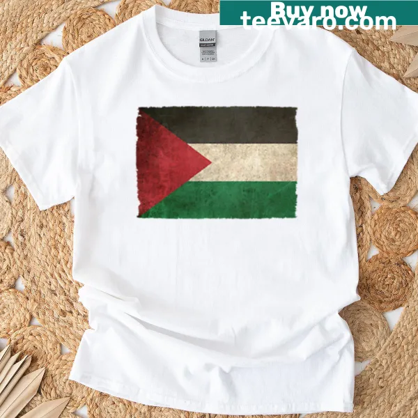 Distressed vintage graphic T-shirt featuring the flag of Palestine