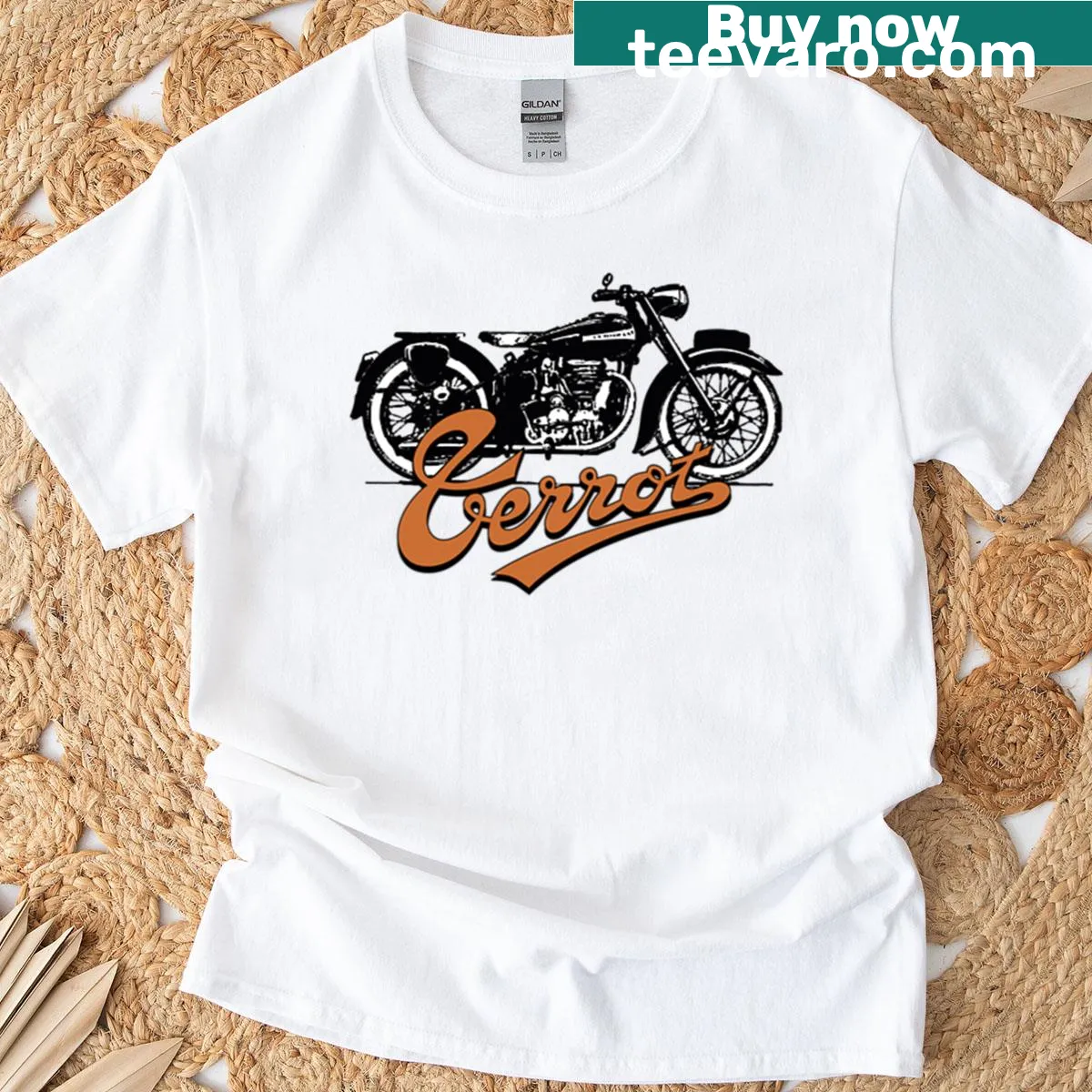 Vintage Old Terrot motorcycle illustration on distressed t-shirt — on a men's t-shirt