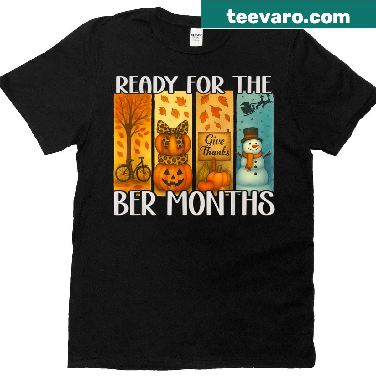 Illustrated autumnal leaves design on women's T-shirt for fall lovers — on a men's t-shirt