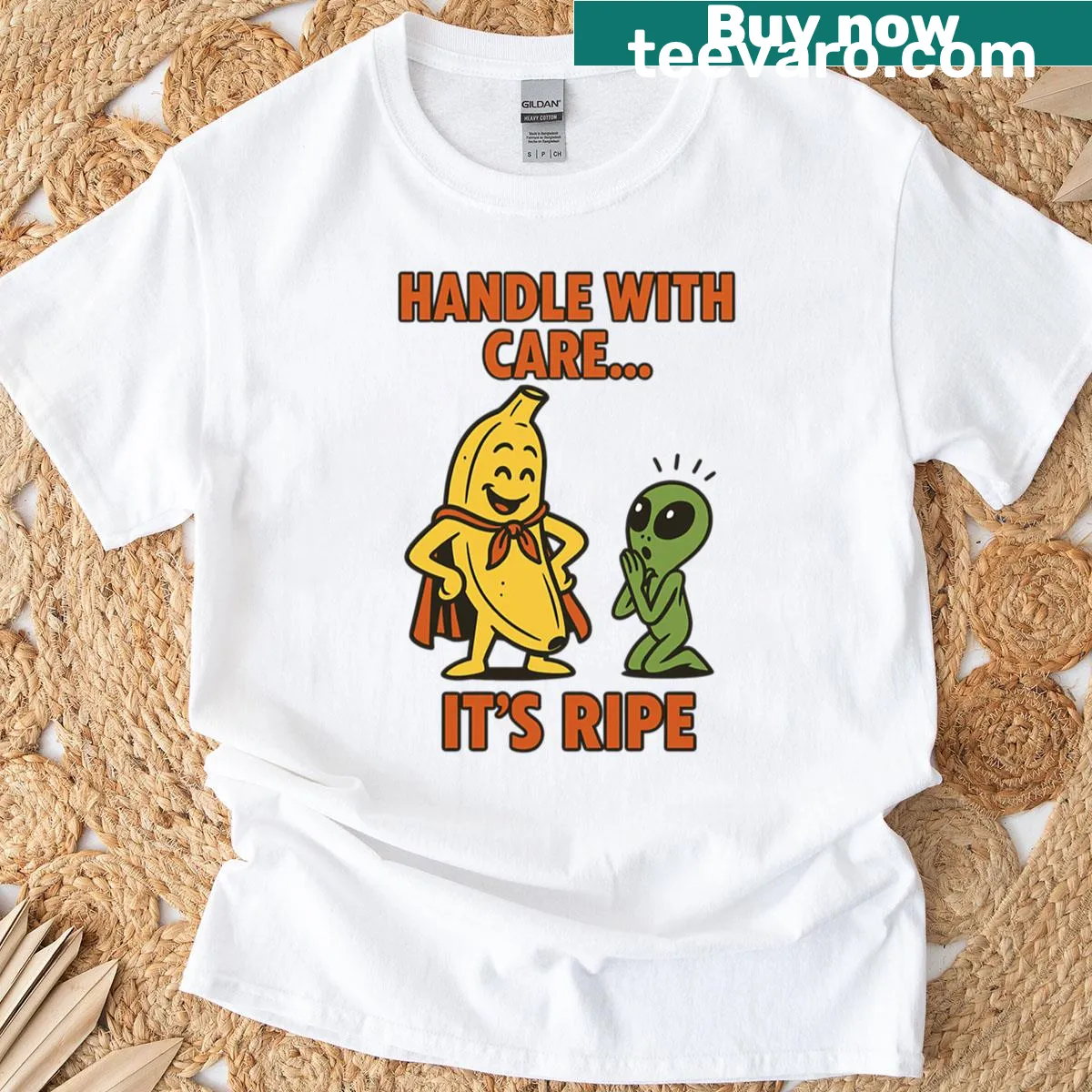 Cartoon banana hero design on a fun kids' t-shirt — on a men's t-shirt