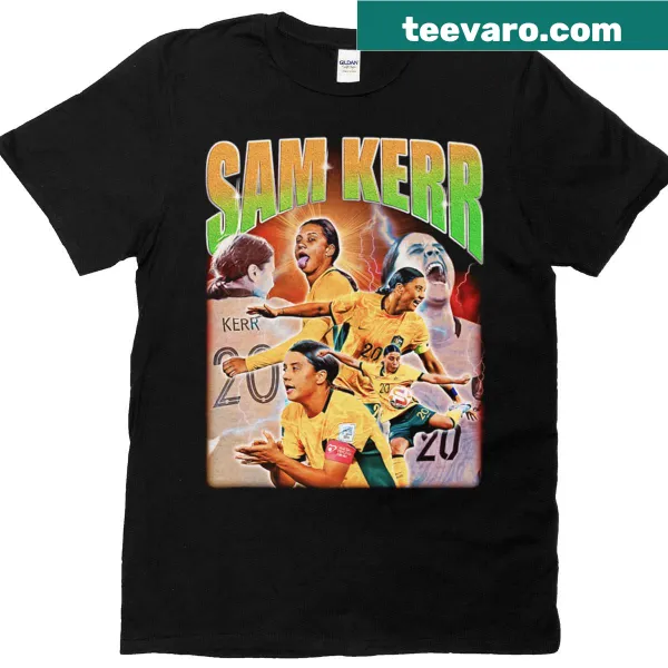 Vintage-style T-shirt honoring Sam Kerr, featuring a retro design.