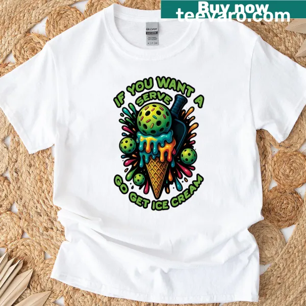 Funny T-shirt with a graphic combining ice cream and pickleball rules