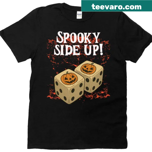Halloween-themed shirt with pumpkin and dice design