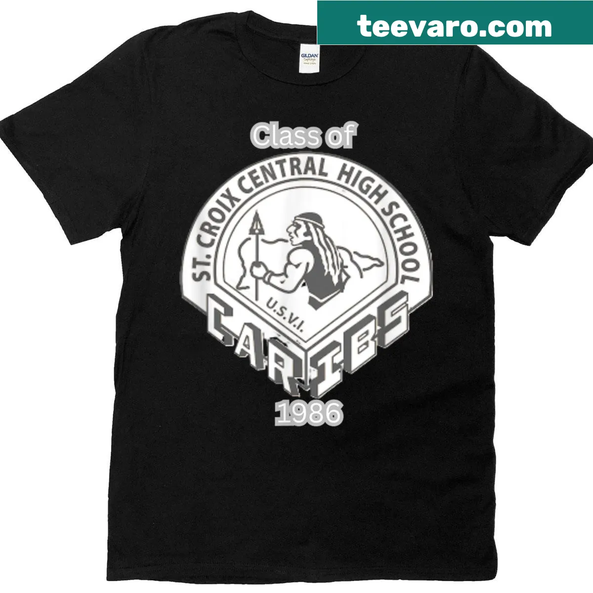 St Croix Central High 1986 Class T-shirt with school name and year — on a men's t-shirt