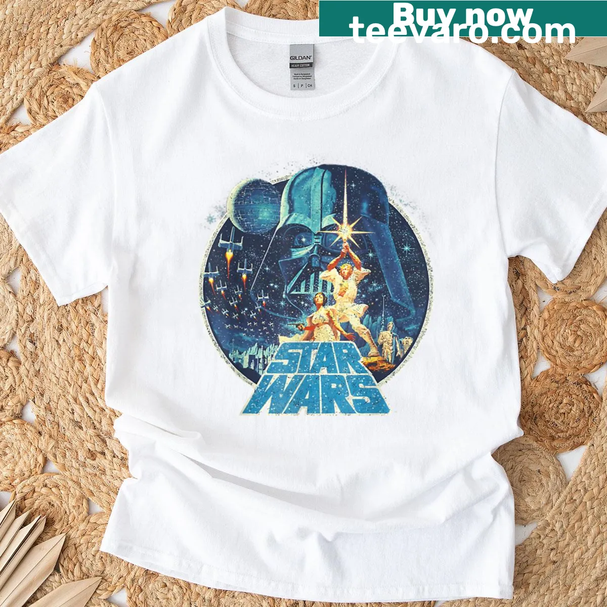 Vintage T-shirt featuring a distressed star design symbolizing victory. — on a men's t-shirt
