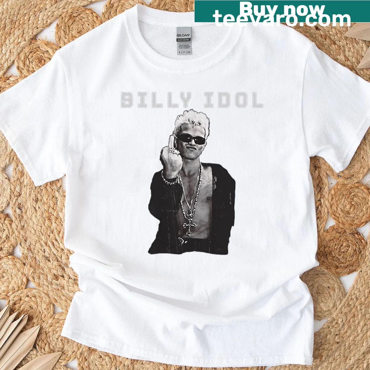 Vintage-inspired t-shirt with middle finger graphic and Gentle Billy Idol text — on a men's t-shirt