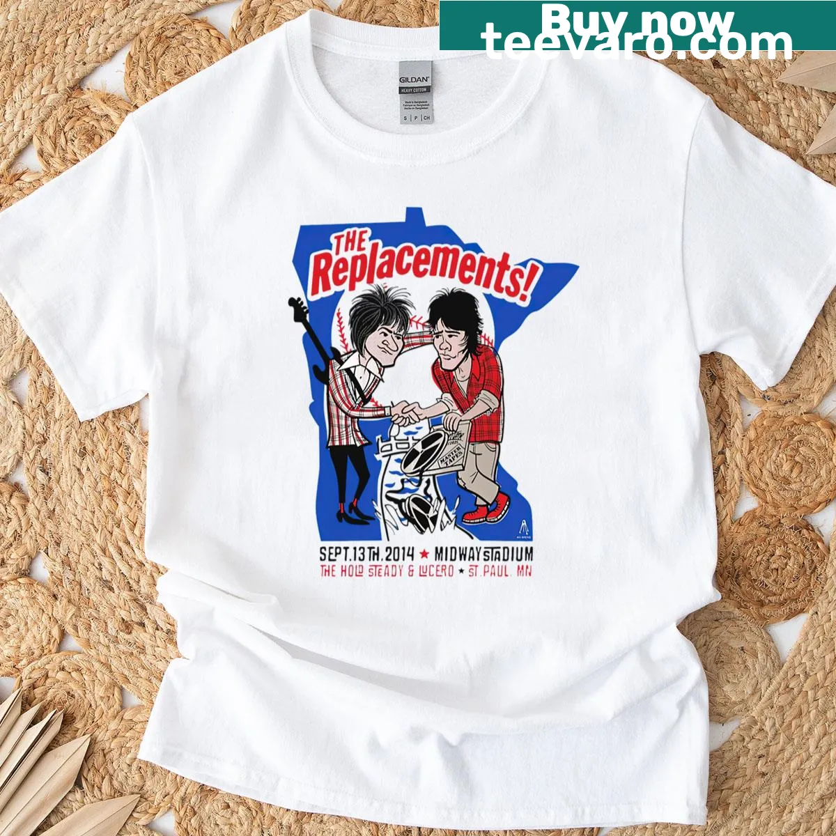 Vintage Midway Stadium concert tee featuring The Replacements graphic — on a men's t-shirt