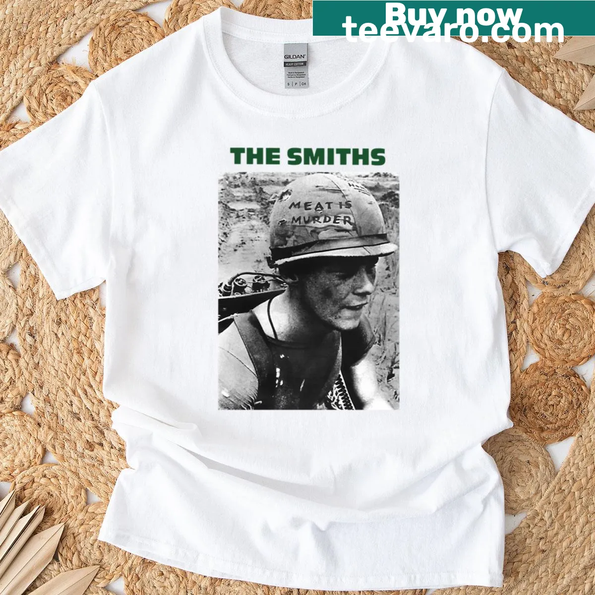 Vintage Smiths Meat Is Murder T-shirt for men and women — on a men's t-shirt