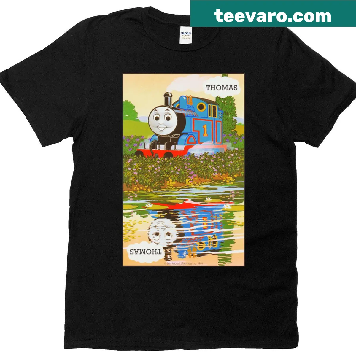 Vintage Thomas The Tank Engine T-shirt with distressed graphic for kids. — on a men's t-shirt