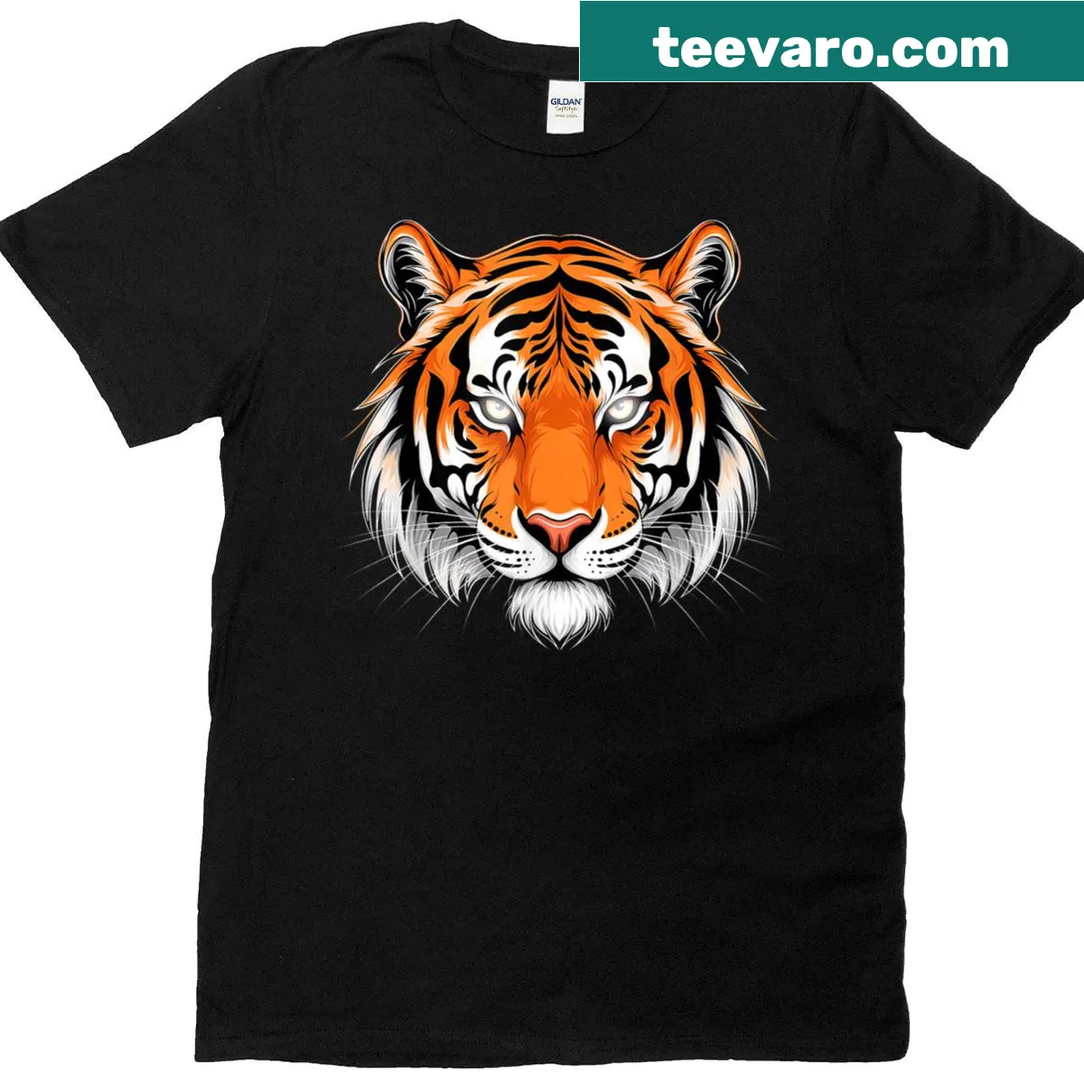 T-shirt with a bold tiger face graphic, appealing to animal lovers — on a men's t-shirt