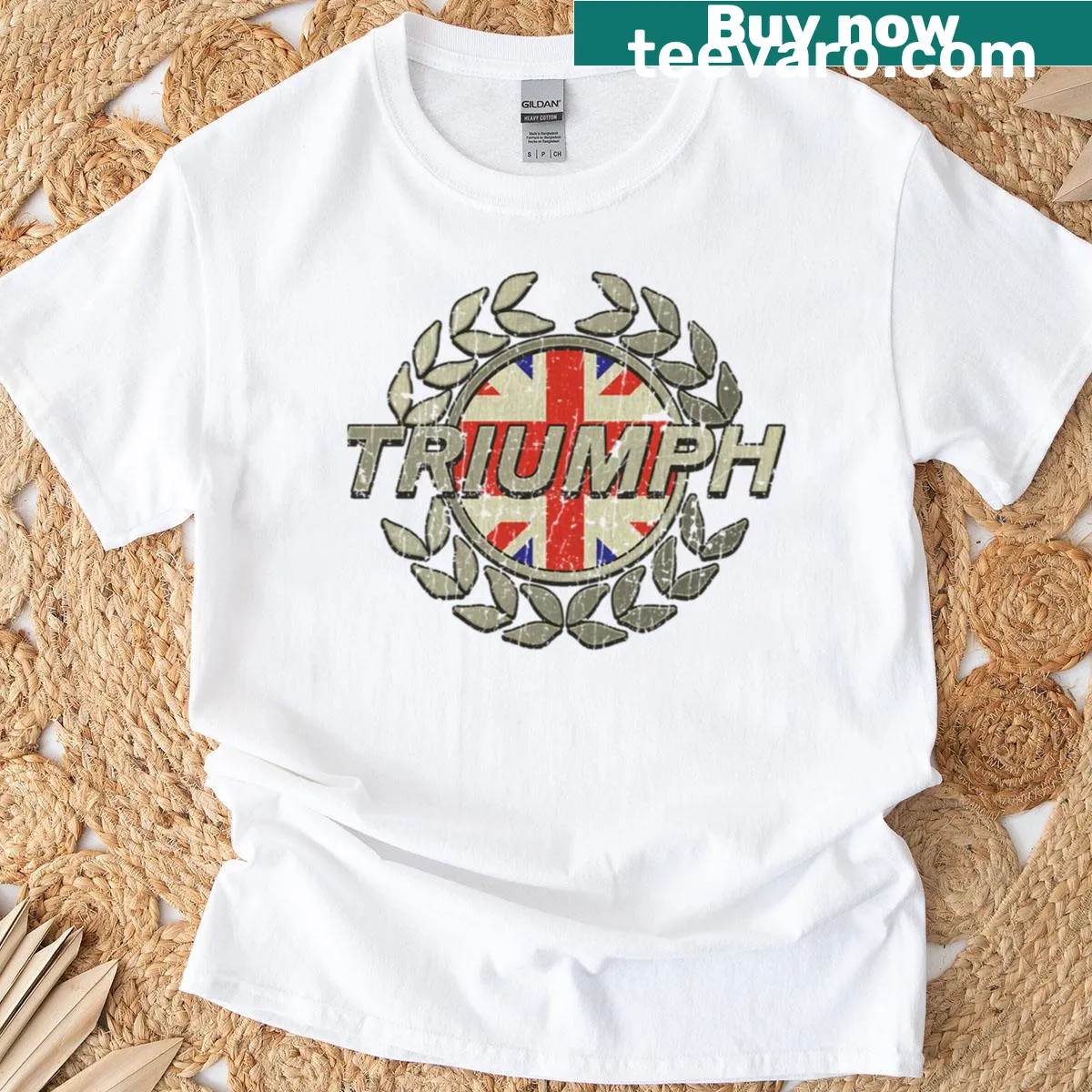 Triumph Motor Company logo T-shirt for motorcycle enthusiasts — on a men's t-shirt