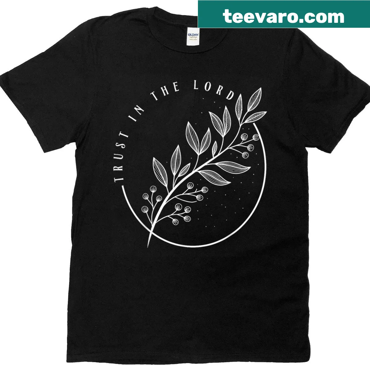 Inspirational T-shirt with 'Trust In The Lord' text design — on a men's t-shirt