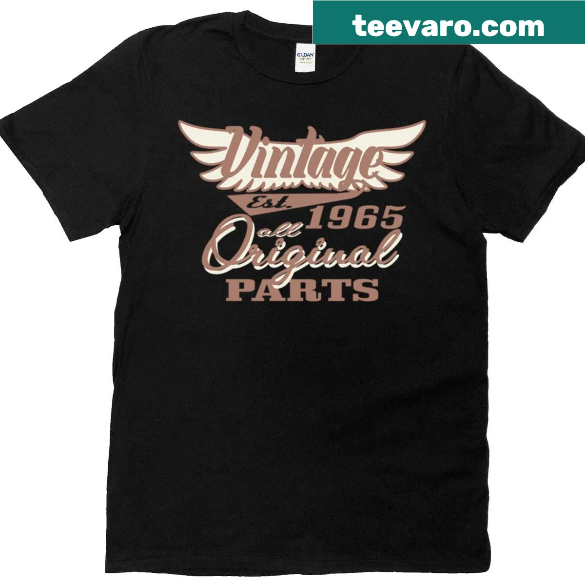 Vintage distressed t-shirt featuring the phrase 'All Original Parts' in retro typography. — on a men's t-shirt