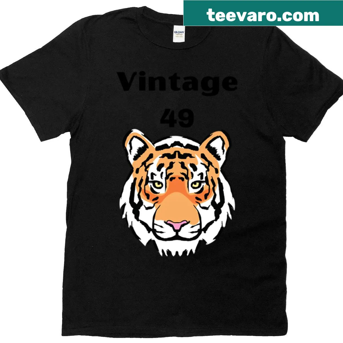 Vintage T-shirt featuring an orange tiger head graphic — on a men's t-shirt