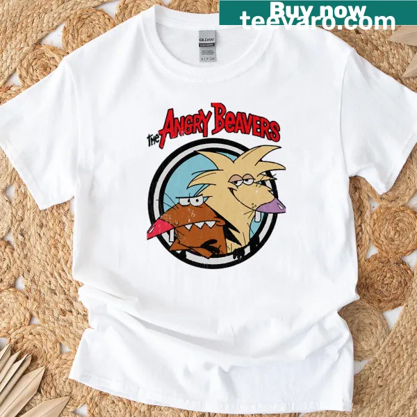 Vintage Angry Beavers t-shirt featuring cartoon beaver characters