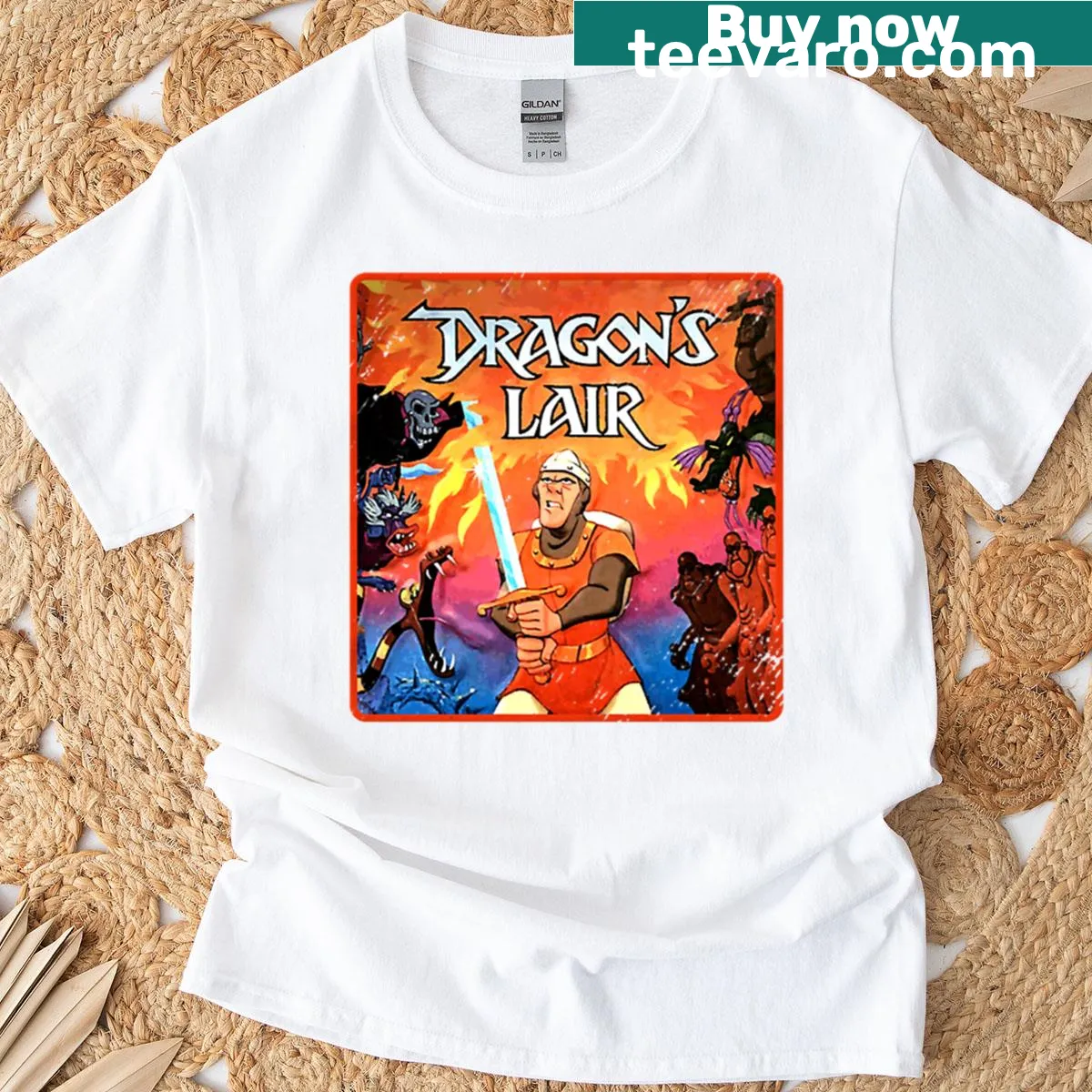 Vintage Dragons Lair arcade game T-shirt — on a men's t-shirt