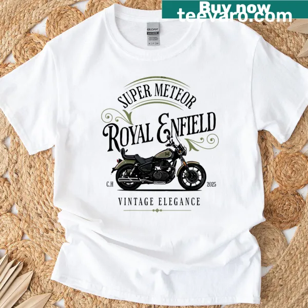 Oversized vintage Royal Enfield Super Meteor 650 logo t-shirt