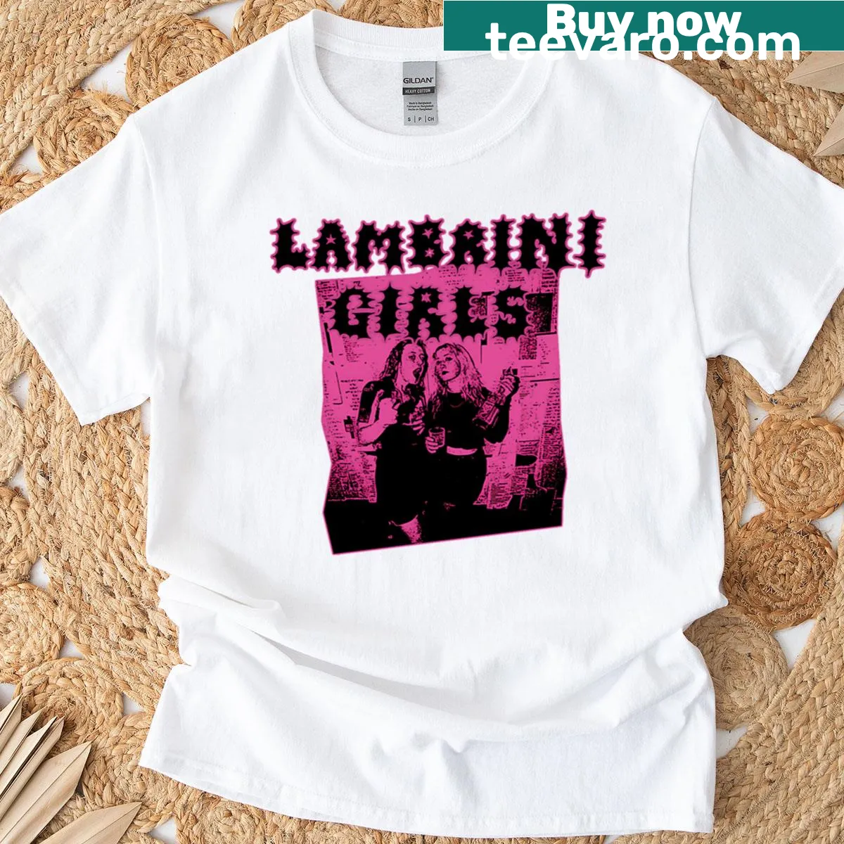 Vintage Lambrini Girls Band t-shirt with a grunge style — on a men's t-shirt