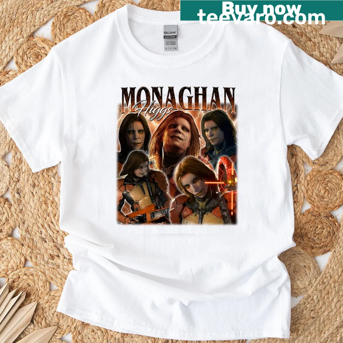 Vintage bootleg Higgs Monaghan graphic t-shirt — on a men's t-shirt