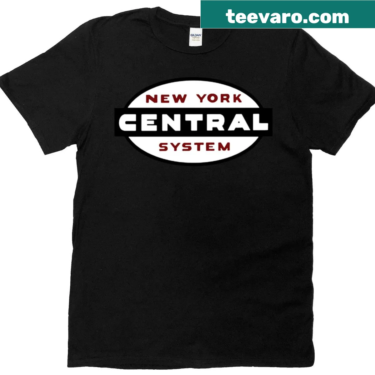 Vintage New York Central Railroad graphic t-shirt — on a men's t-shirt