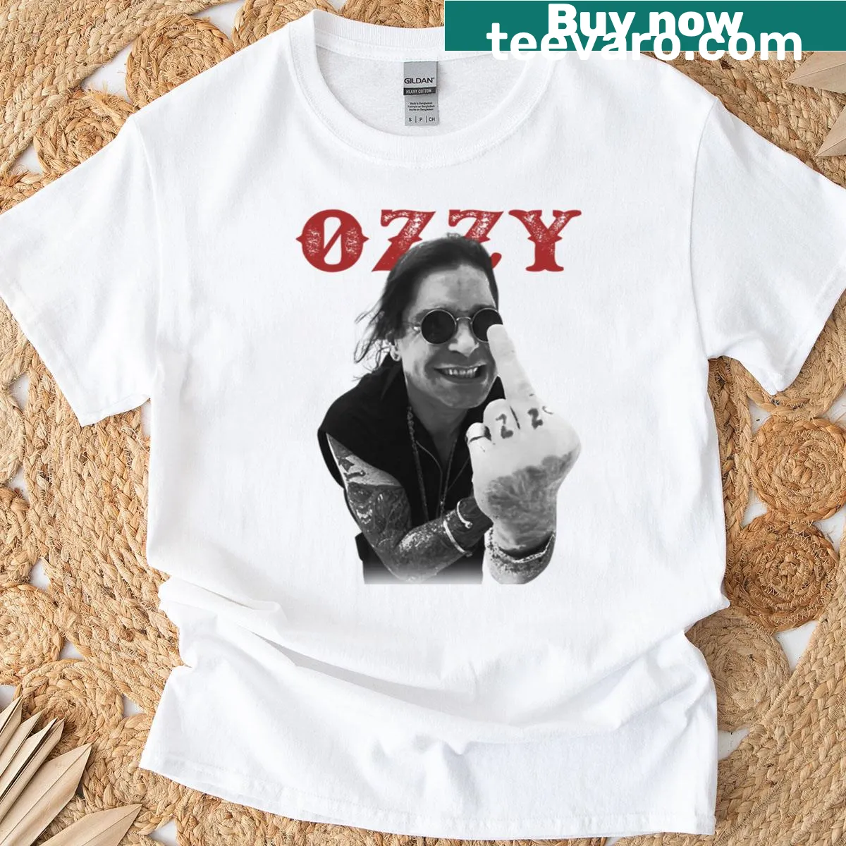 Vintage Ozzy shirt featuring a middle finger graphic — on a men's t-shirt