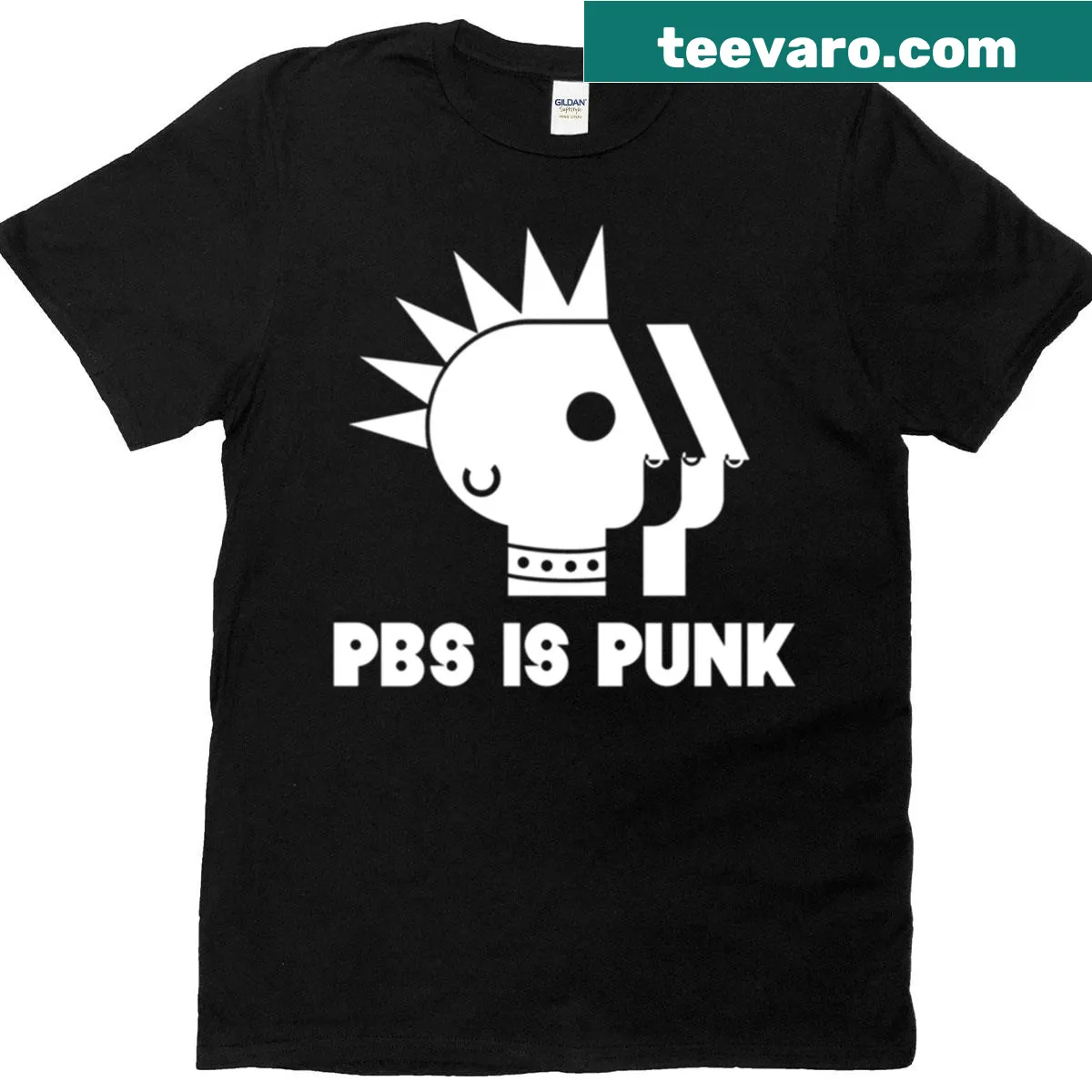 Typographic vintage PBS is Punk graphic on a t-shirt — on a men's t-shirt