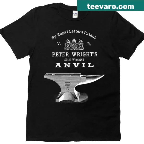 Vintage-style t-shirt featuring a Peter Wright anvil design