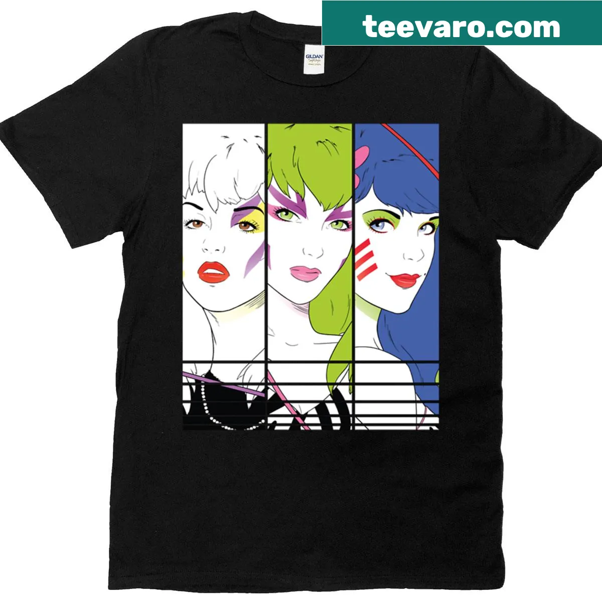 Vintage Jem and the Holograms t-shirt with retro design — on a men's t-shirt