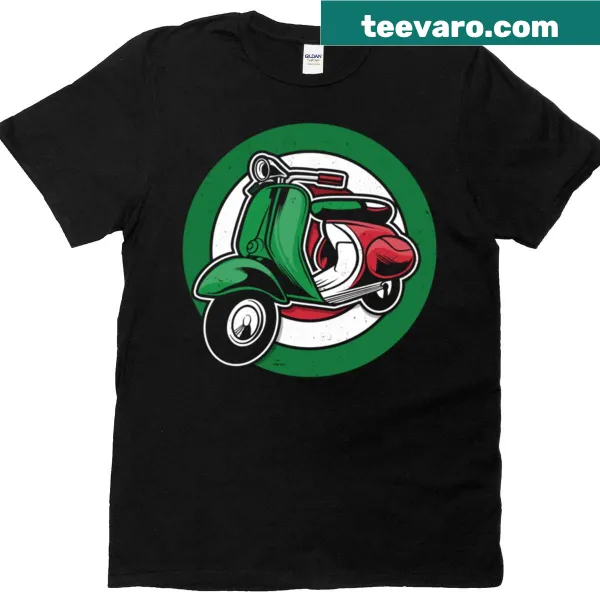 Vintage scooter t-shirt with Italy flag design