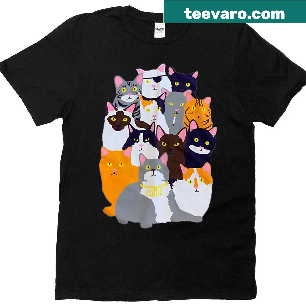 Vintage-inspired Enjoi Cat Gang t-shirt with playful graphics — on a men's t-shirt