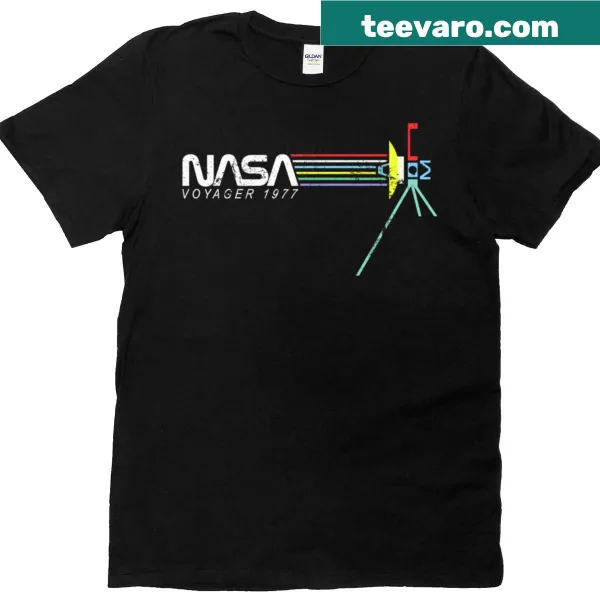 Voyager 77 t-shirt featuring retro space exploration graphics