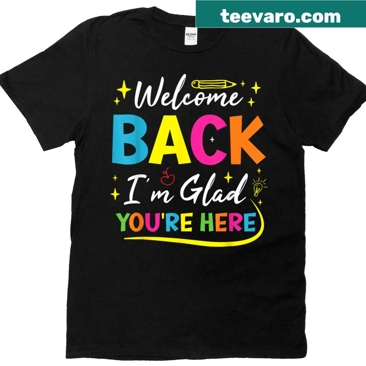 Vintage teacher-student t-shirt with a welcoming message — on a men's t-shirt