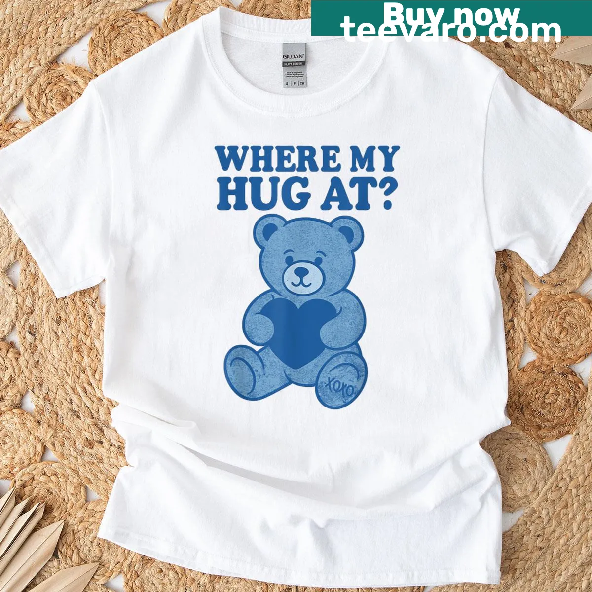 Illustrated teddy bear with 'XOXO' text for Valentine's Day — on a men's t-shirt