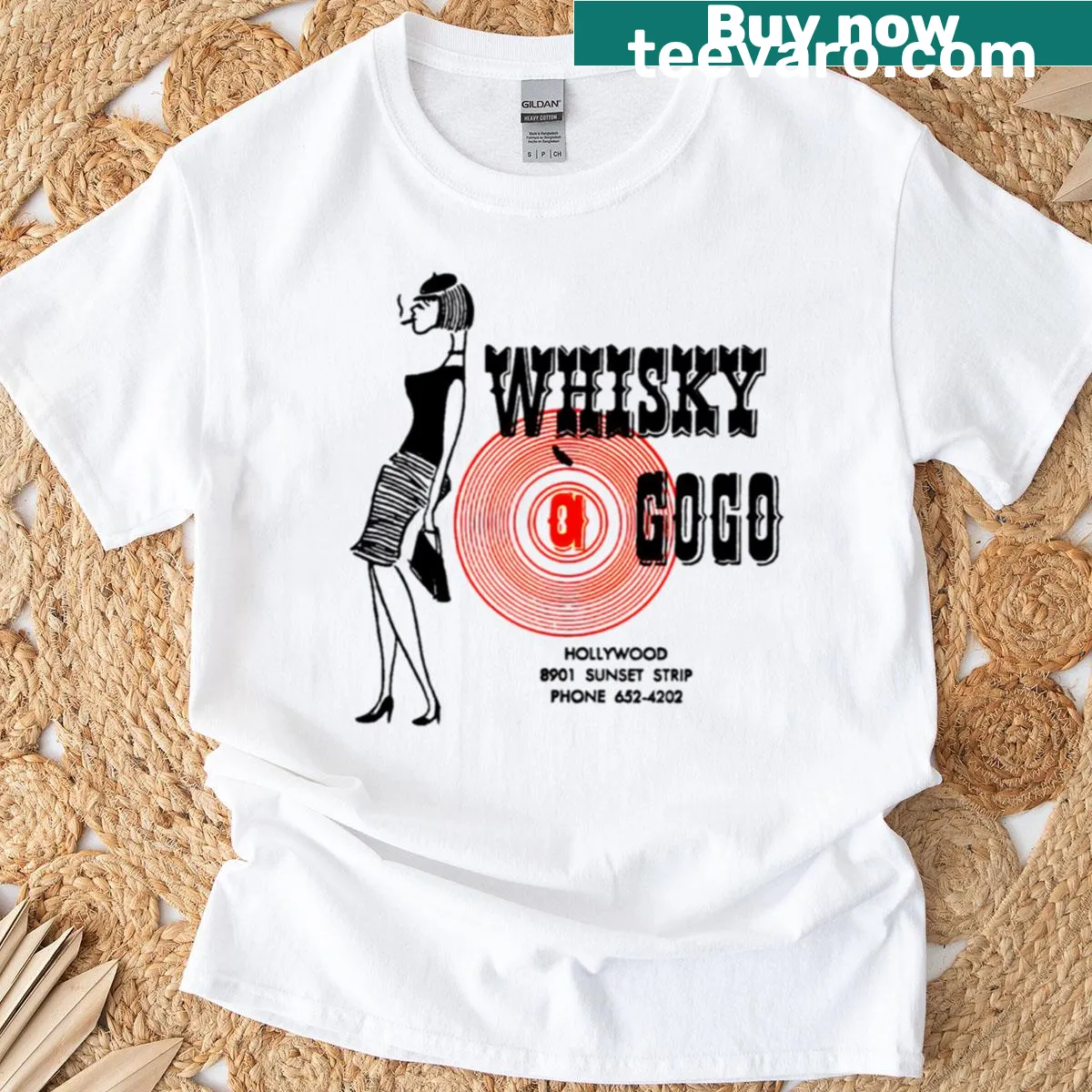 Retro band gig inspired T-shirt featuring vintage poster artwork — on a men's t-shirt