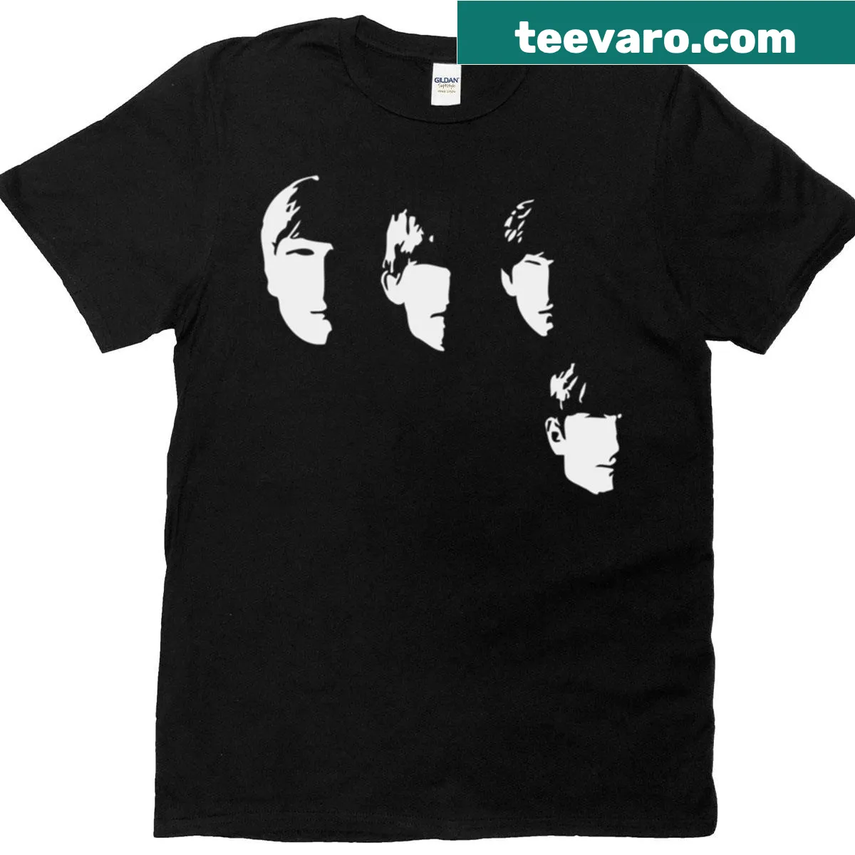 Minimalist album cover graphic T-shirt inspired by The Beetles — on a men's t-shirt