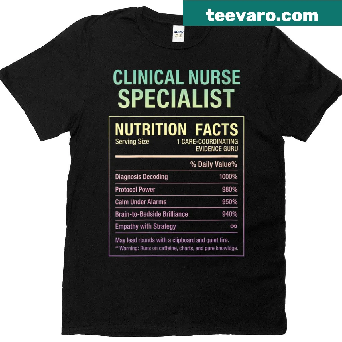 Informative t-shirt with facts about clinical nurse specialists for women — on a men's t-shirt