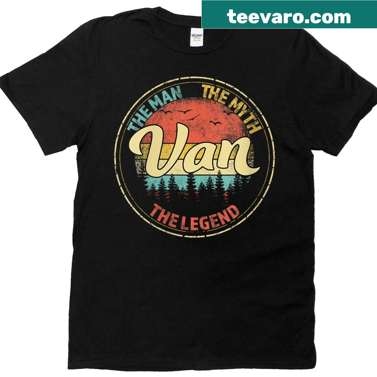 Personalized t-shirt honoring someone as 'The Man, The Myth, The Legend' — on a men's t-shirt