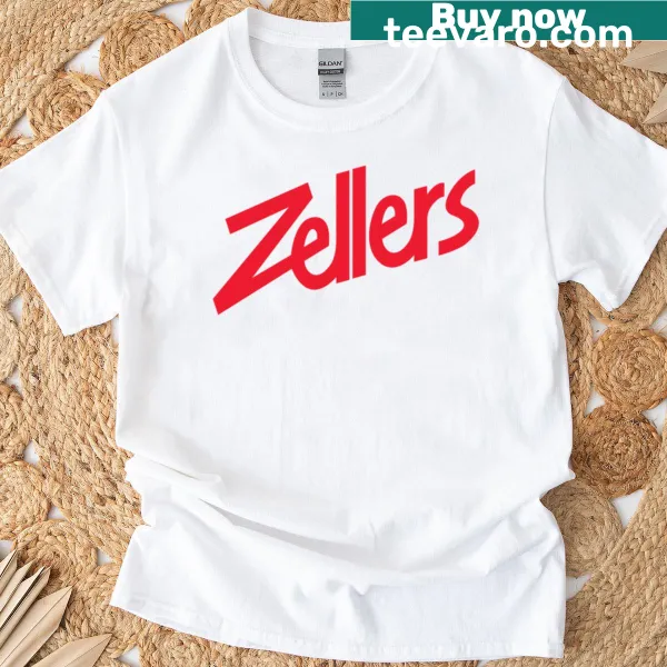 Vintage-style T-shirt featuring the Zellers logo in a distressed graphic