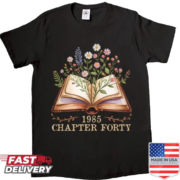 Vintage 1985 wildflower book design for a 40th birthday shirt