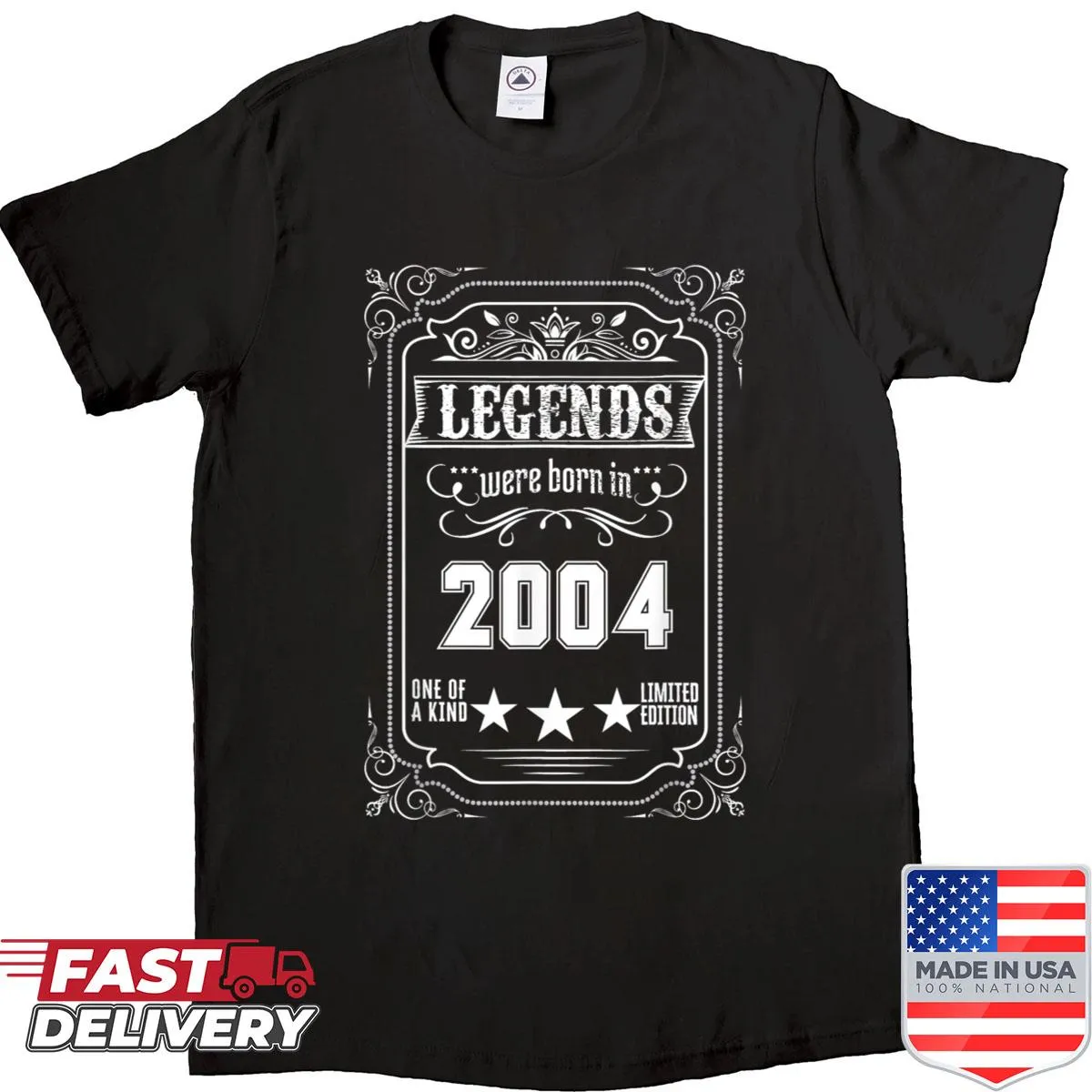 Vintage 21st Birthday shirt with 'Born In 2004' text