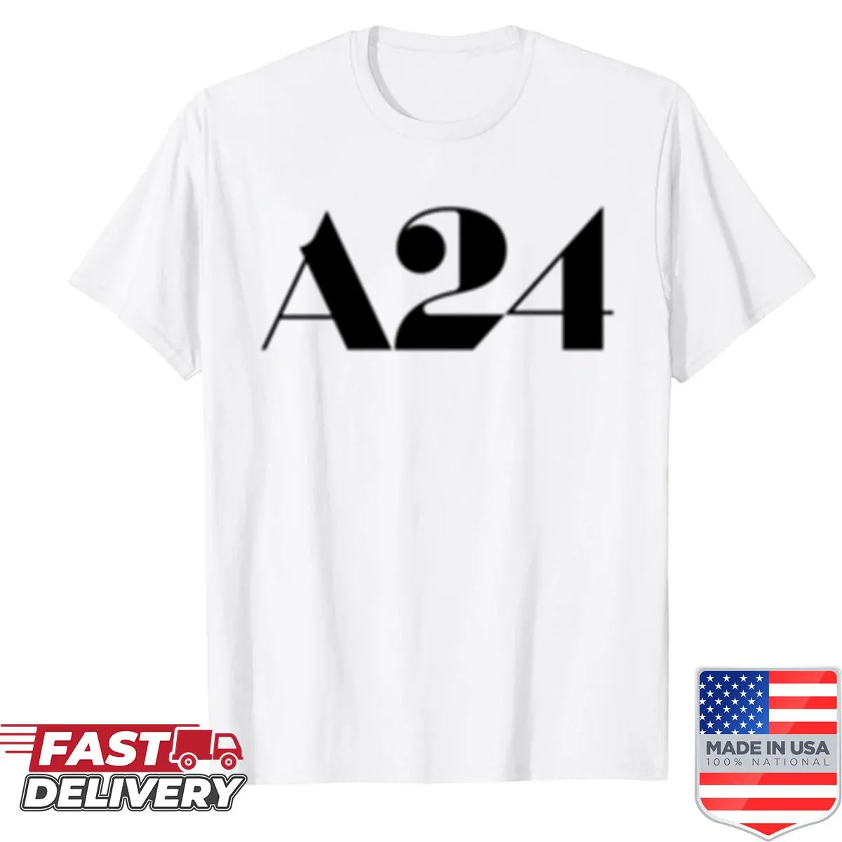 Minimalist A24 logo shirt in bold typography