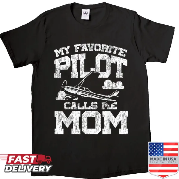 Vintage-style shirt for airplane pilot moms with affectionate wording