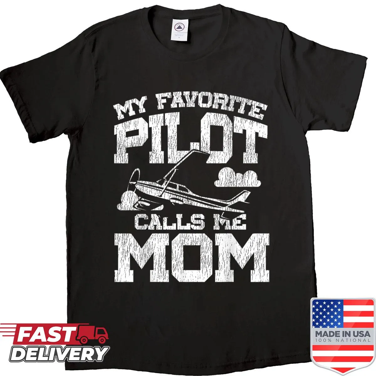 Vintage-style shirt for airplane pilot moms with affectionate wording